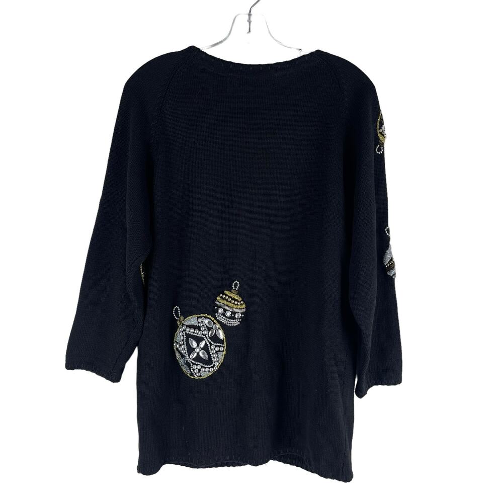 Michael Simon 1991 Christmas Ornaments Cardigan Black Ugly Sweater Size M - Picture 8 of 11